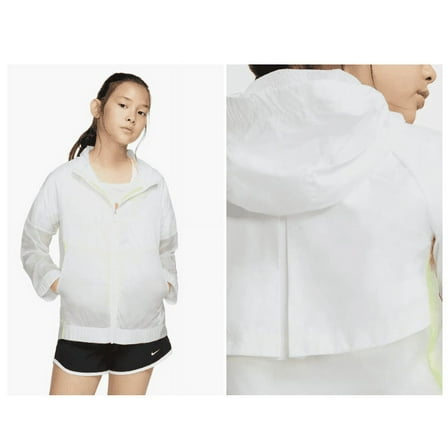 Girl's Nike Windrunner Hooded Zip Jacket, Size S (8) - White