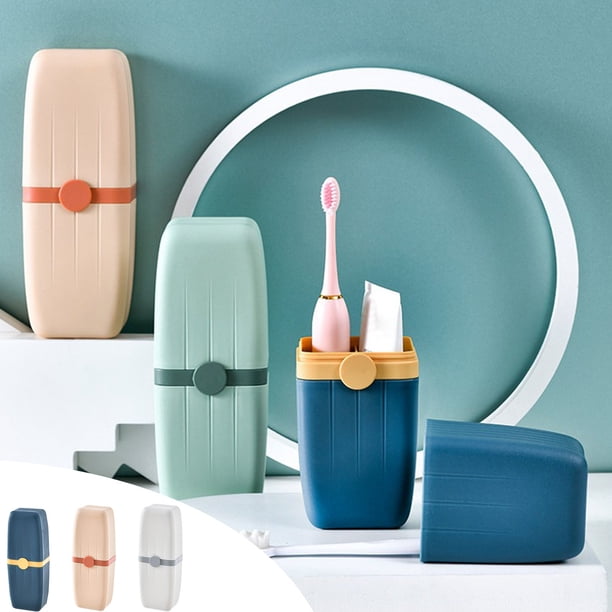 Estuche de viaje para cepillos de dientes. Estuche de plástico con tapa. Estuche portátil para cepillos de dientes. Organizador de cepillos de dientes portátil. Diseño plegable. Plástico