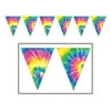 Groovy 60s Party Decoration HIPPIE Tie Dye Dyed Print Pennant FLAG BANNER