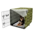 thumbnail image 2 of Camo Dog Crate Cover, Composition of Skulls Scary Head Skeletons Graphic Grunge Illustration, Easy to Use Pet Kennel Cover for Medium Large Dogs, 35" x 23" x 27", Green Pale Green Beige, by Ambesonne, 2 of 6