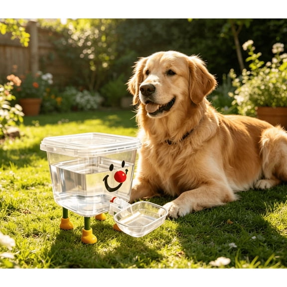 Dog and Cat Water Feeder - 3 Liter Large Capacity,Cute Smile Dog Water Dispenser, Automatic Pet Drinking Fountain for Cats, Decorative Waterer Bowl for Apartment, Kitchen and Living Room