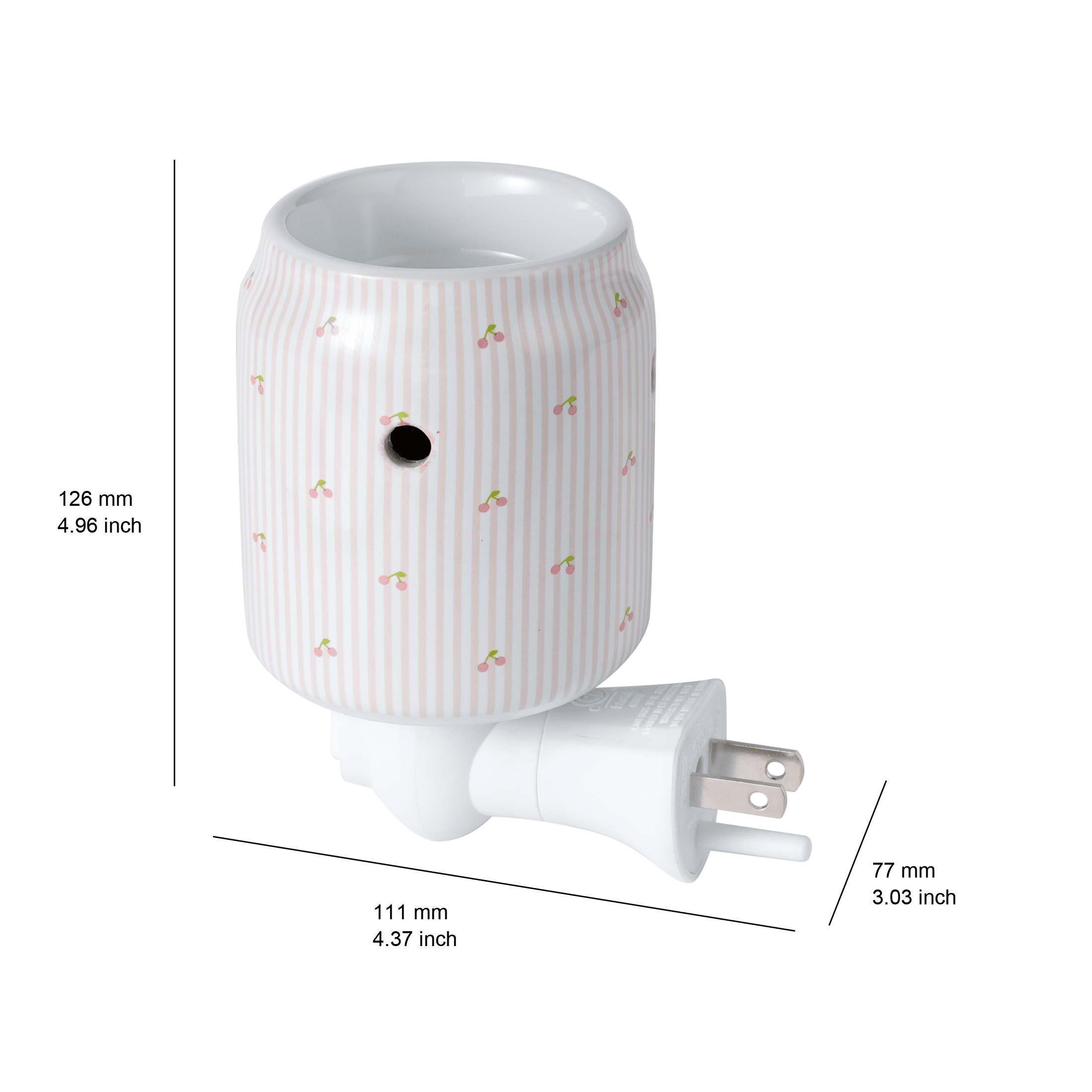 Mainstays Plug-in Wax Melt Warmer with LED Light in Striped Cherry Soda Can Design