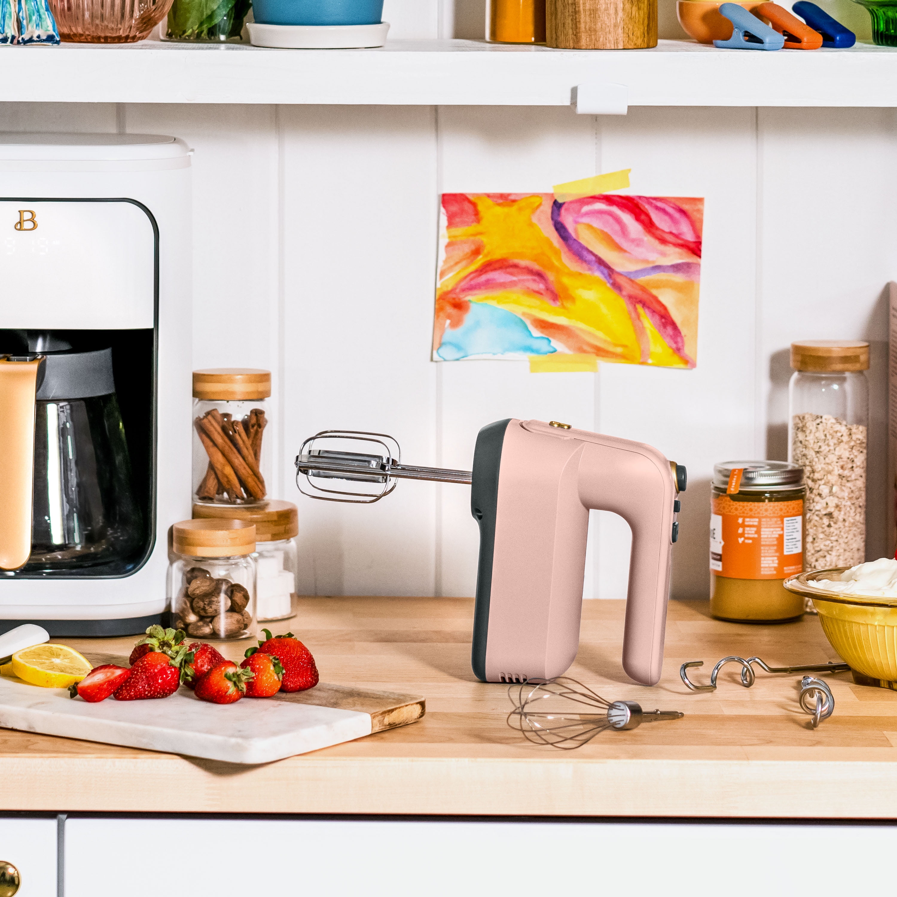 Beautiful 6-Speed Electric Hand Mixer, Rose by Drew Barrymore