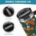 thumbnail image 5 of 40oz insulated car cup with handle and straw suitable for all ages Stainless steel vacuum insulated cup. Orange Peach Blossom, 5 of 10