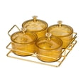 thumbnail image 2 of para servir con tapas, bandeja, contenedor, bandeja para aperitivos, fruta, postre, aperitivos, plato para servir, para encimera, Caddy, 4 tazones dorados Macarena Bandeja de condimentos, 2 of 7