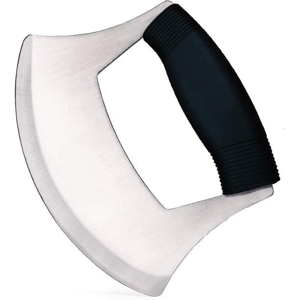 Cortador de pizza, cuchillo de acero inoxidable, maquinilla de afeitar, cortador basculante afilado, cuchillo para picar, picador de ensalada y verduras con mango antideslizante ergonómico mejorado