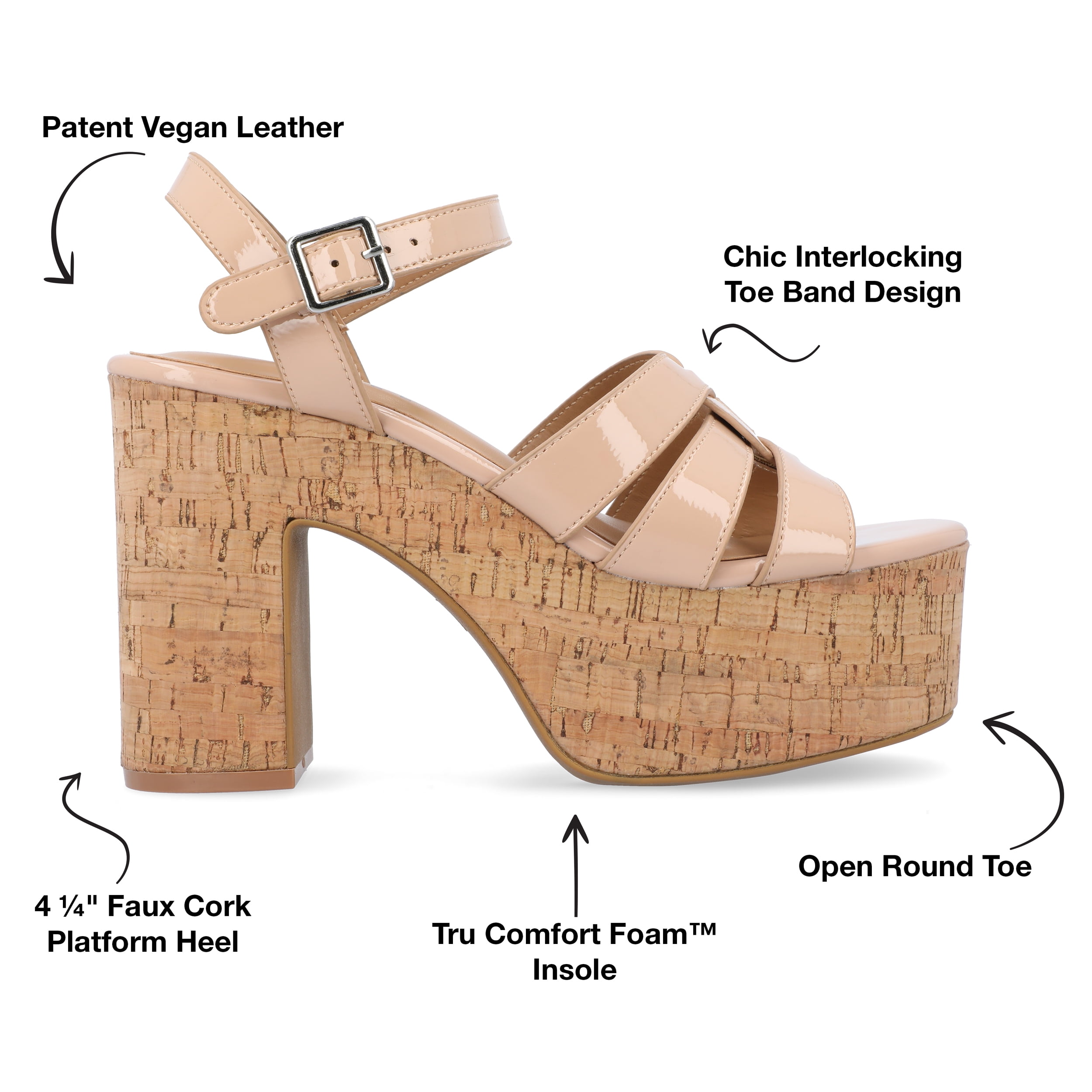 Journee Womens Jania Buckle Platform Sandals