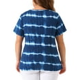 thumbnail image 3 of Agnes Orinda Women's Plus Size T-Shirts Round Neck Short Sleeve Multi Color Tie Dye Casual Tops 4X Blue, 3 of 6