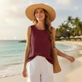 thumbnail image 6 of Tank Tops for Women Round Neck Linen Style Sleeveless Casual Blouse Womens Tops for All Season Daily Wear, 6 of 6