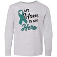 thumbnail image 3 of Inktastic My Mom is my Hero- Ovarian Cancer Awareness Long Sleeve Youth T-Shirt, 3 of 5