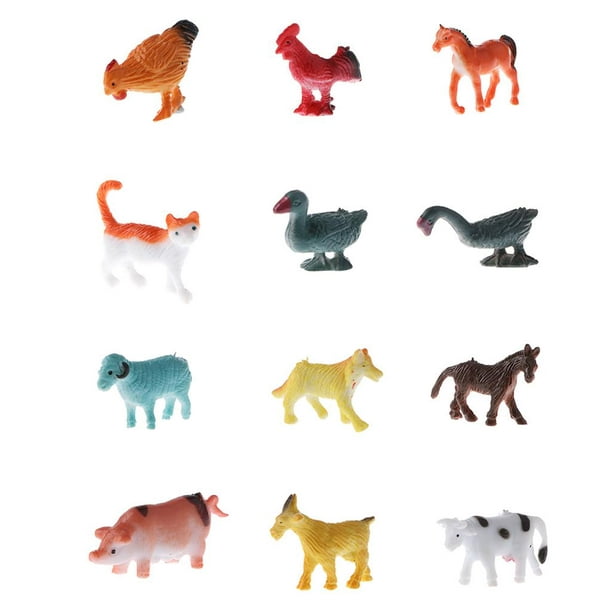 Lot de 12 figurines d'animaux de la ferme, jouet éducatif pour