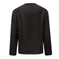 thumbnail image 5 of Camisas de Cuello de la Tripulación de Manga Corta para las Mujeres Lino Color Sólido V-Cuello Botón-Abajo Blusa, Manga Larga Top Casual para la Primavera Y el Verano, 5 of 5