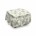 thumbnail image 1 of Floral Ottoman Cover, Vintage Romantic Orchids, 2 Piece Slipcover Set with Ruffle Skirt for Square Round Cube Footstool Decorative Home Accent, Standard Size, Cream Charcoal Grey, by Ambesonne, 1 of 5