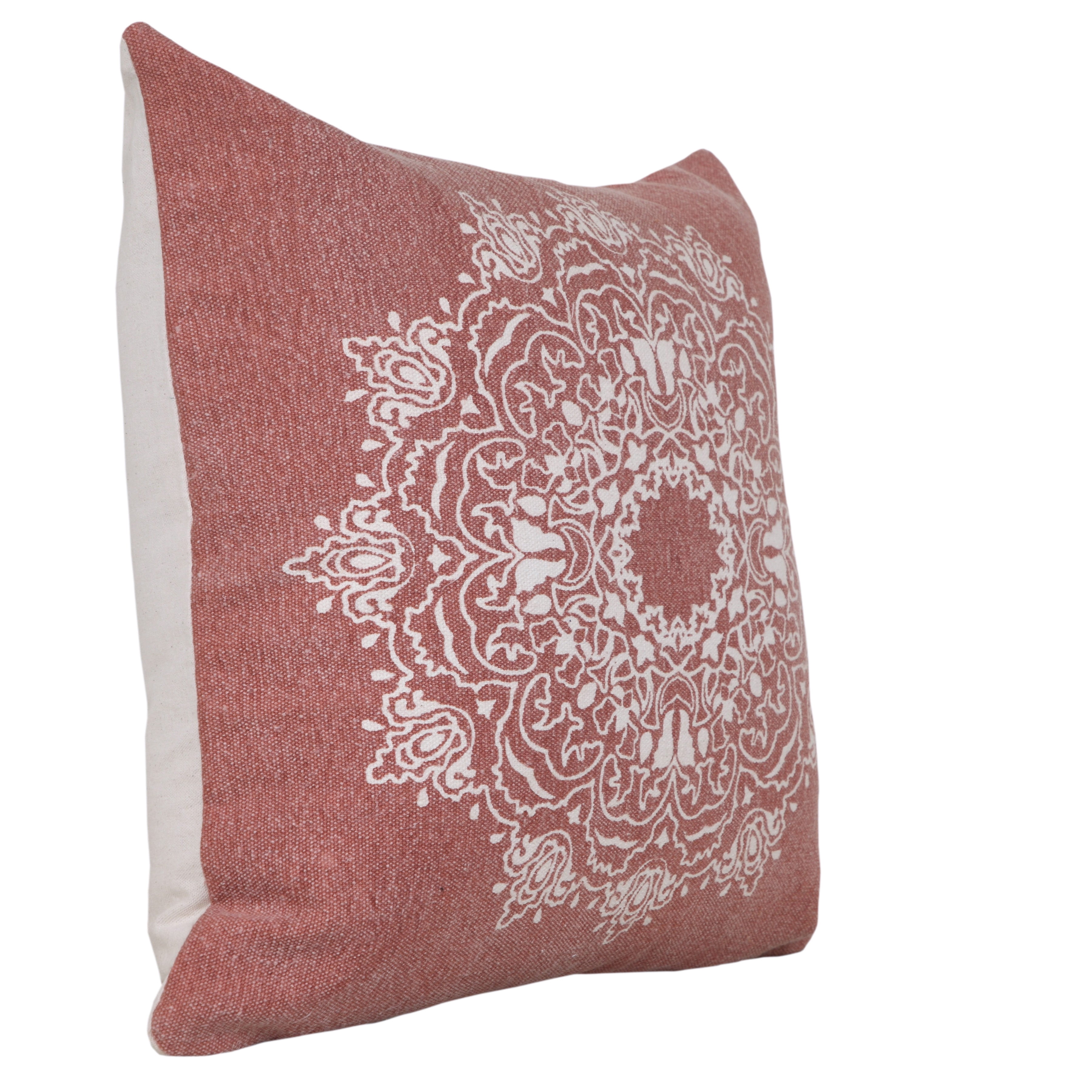 Ox Bay Ava 20" x 20" Red/White Medallion Cotton Adult Decorative Throw Pillow Cover