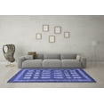 thumbnail image 3 of Ahgly Company Machine Washable Indoor Square Checkered Blue Modern Area Rugs, 6' Square, 3 of 4