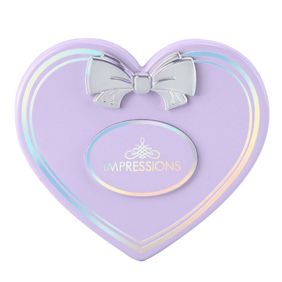 Impressions Vanity Amour LED Heart Shape Compact Mirror with Light Featuring Foil Accents Details