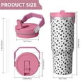 thumbnail image 4 of Leopard Print 30oz Handheld Travel Tumbler with Handle – Double Wall Stainless Steel Insulated Cup, Flip Straw Lid, Leak-Proof & BPA-Free for Hot and Cold Drinks – Durable Coffee & Juice Mug White, 4 of 6