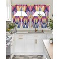 thumbnail image 4 of Geometric Swag Kitchen Curtains Sets for Windows 24 Inch Length, Vintage Colorful Abstract Art Short Window Curtain Panels Swags Valances and Tiers 3 Piece Set for Cafe/Dining Room, 4 of 5