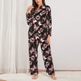thumbnail image 6 of Salouo Butterfly Pattern Women's Pajamas Set Long Sleeve Button Down Sleepwear Soft Pj Lounge Sets for women 2 Piece Pjs Set with Long Pants -X-Large, 6 of 8