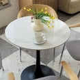 thumbnail image 5 of Wisfor 2-4 Person Pub Bar Table Home Leisure Table w/ Metal Stable Base & Sintered Stone for Living Room Dining Room , LxH: 29.92x30.90 inch, Glossy White Top Black Leg, 5 of 11