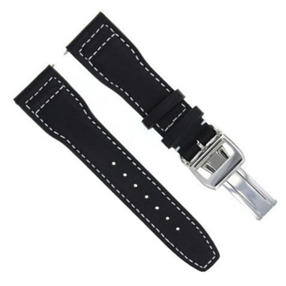 21MM LEATHER WATCH STRAP BAND FOR IWC PORTUGUESE PILOT SHINY CLASP BLACK WS