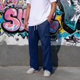 thumbnail image 4 of Sweat Pants for Mens Lounge Casual Joggers Workout Flared Loose Fit Gym Wide Leg Solid Oversized Relaxed Fit, 4 of 7