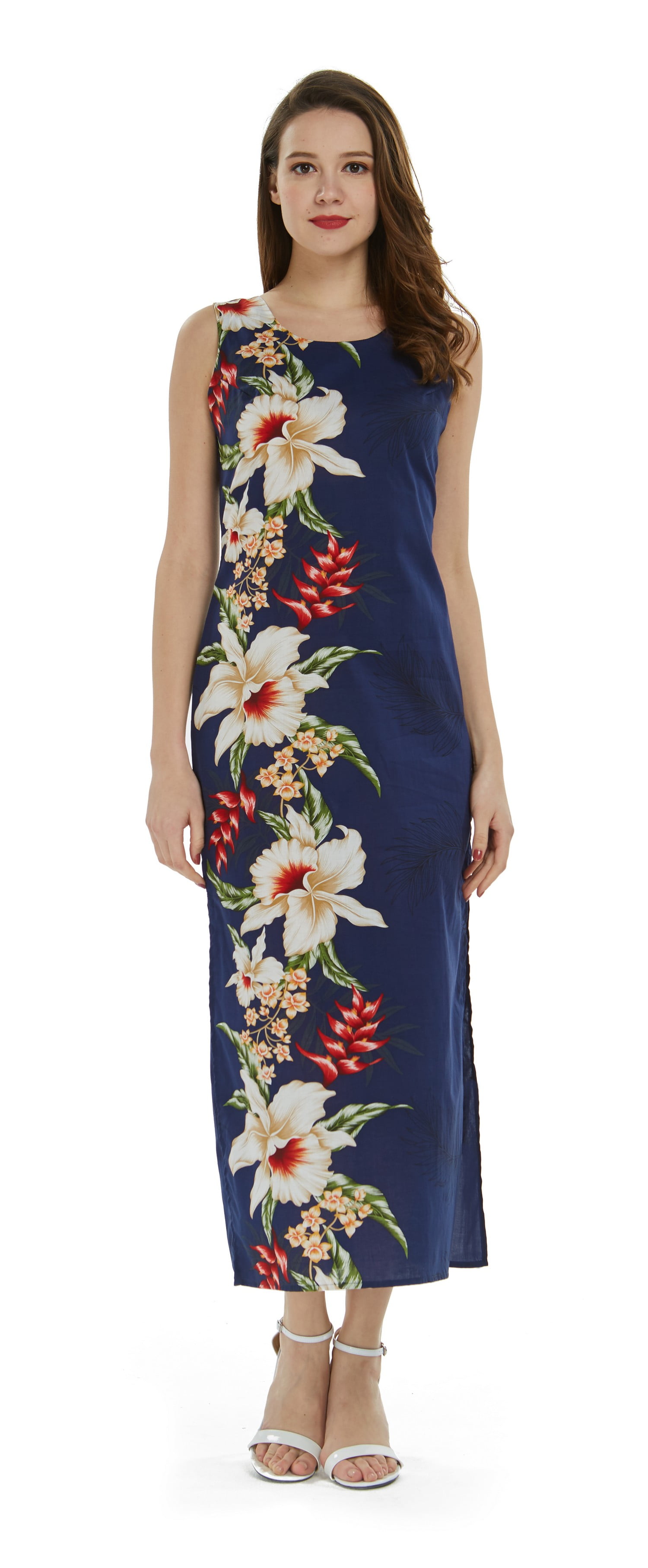 Hawaii Hanogver  Made In Hawaii Women's Hawaiian Luau Long Tank Dress