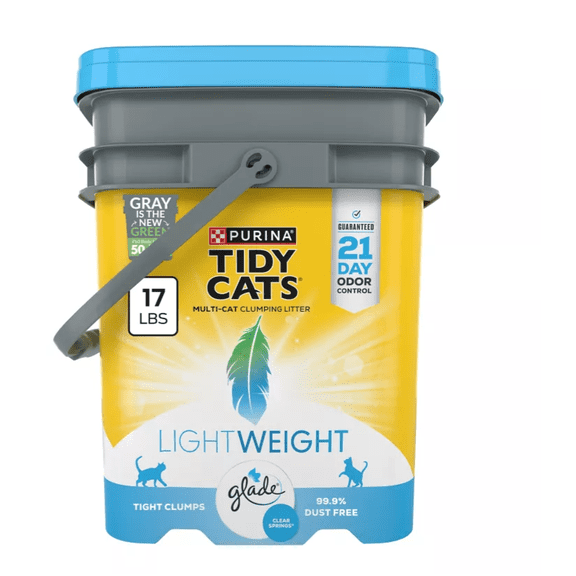 Tidy Cats Glade Clear Springs Scented Clumping Clay Multi-Cat Low Dust Cat Litter 17 lb