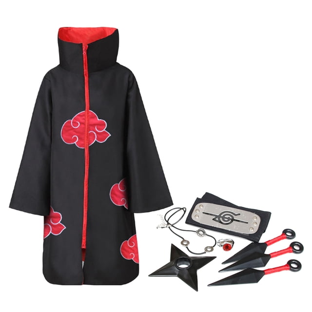 Conjunto de 8 piezas de bata larga unisex, capa de anime japonés, disfraz de Halloween, uniforme, diadema, accesorios completos