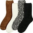 thumbnail image 2 of Women's Soft Fuzzy Warm Cozy Winter Casual Vintage Thick Thermal Cabin Knit Slipper Socks - Assortment C - 4 Pairs, 2 of 8