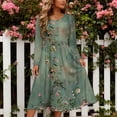 thumbnail image 6 of Baikeli Womens Floral Dresses Long Sleeve Empire Waist A Line Midi Dress Flowy Casual Summer Dresses Army Green L, 6 of 8