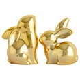 thumbnail image 2 of Xecvkr Ceramic Rabbit Ornaments Cute Living Room Decor Desktop Bookcase Study TV Cabinet Home Office Bedroom Birthday Valentine’s Easter Holiday Gift Friends Family Set of 2 Gold, 2 of 7