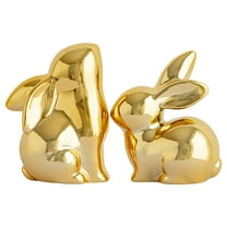 SLYNSHome Easter Bunny Decorations Gold Bunny Figurines Spring Indoor Home Decor Resin Rabbit Statues Indoor Easter Decor for Table Centerpiece Living Room