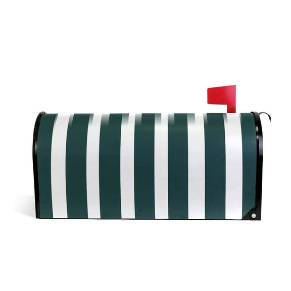 Mailbox Covers Magnetic Large Size Post Box Cover Wrap Outside Waterproof Home Yard Garden Decor Dark Green and White Striped 25.5x21