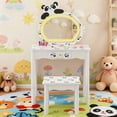 thumbnail image 2 of Ktaxon 2-1 Kids' Vanity Table Set with Lighted Mirror, Girl Princess Makeup Table,Children's Toy Furniture, White, 2 of 9