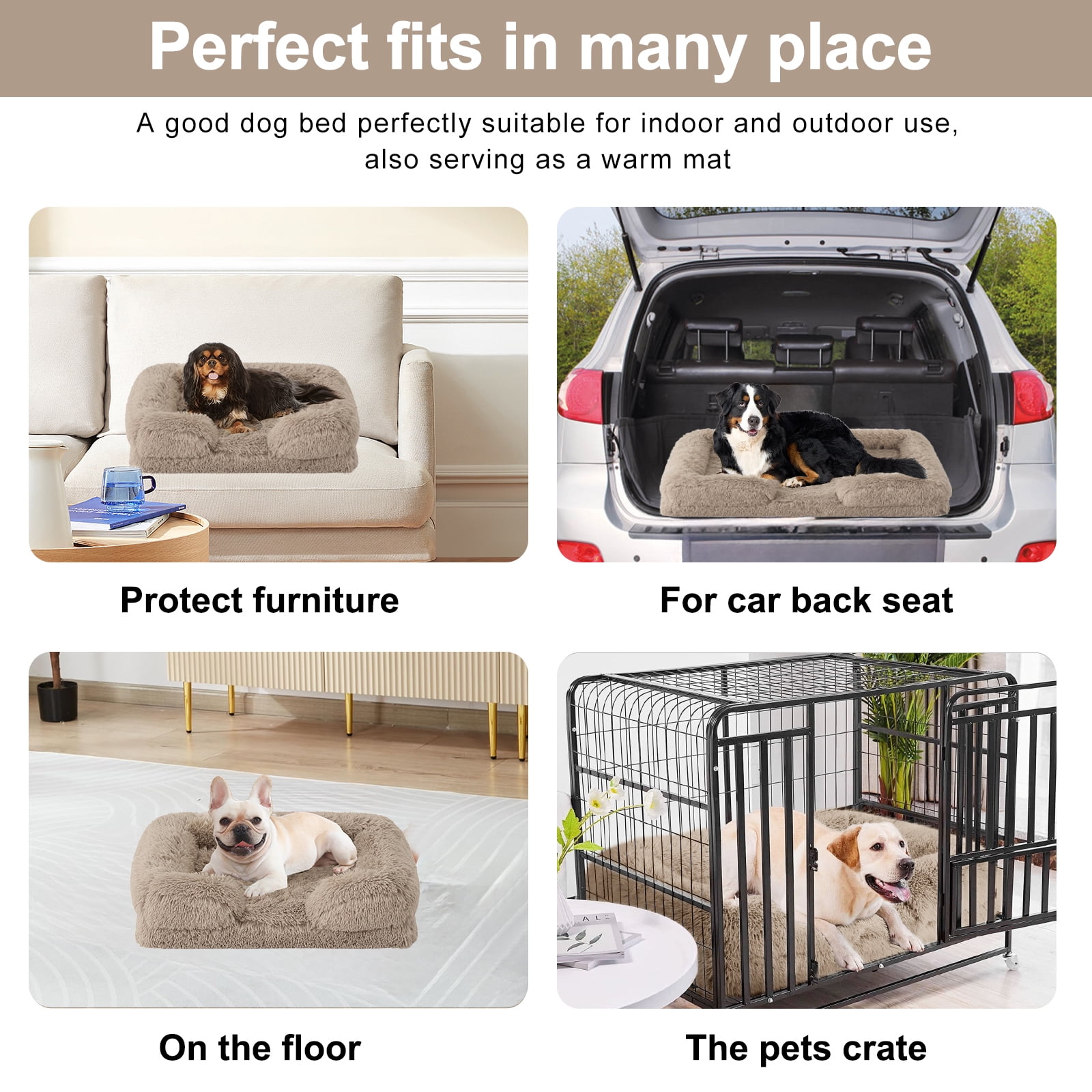 PayUSD Warming Fluffy Orthopedic Dog Beds for Large Dogs,Dog Bed with Plush Thick Egg Foam Support and Non-Slip Bottom, Large Waterproof and Machine Washable Pet Bed Cover