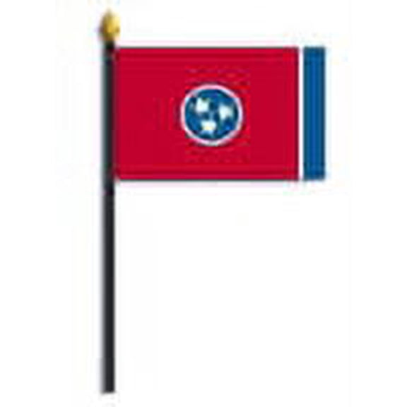 4"x6" HERITAGE TENNESSEE RAYON STICK FLAG WITH GOLD SPEAR TOP