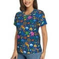 thumbnail image 2 of Vsdgher Sea Fish Women Shirts V Neck Short Sleeve Tops T-Shirt Basic Tees, S to 3XLX-Large, 2 of 5