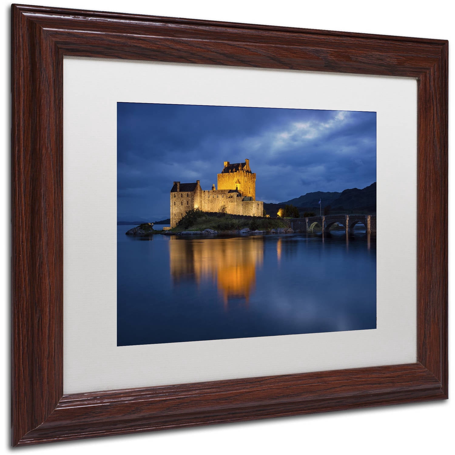 Trademark Fine Art "Eilean Donan Castle" Canvas Art by Michael Blanchette Photography White Matte, Wood Frame