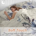 thumbnail image 4 of Vintage Blue Duvet Cover Set Full Size, Flower Farmhouse Botanical Letter Background 4 Piece Soft Microfiber Bedding Set with 1 Duvet Cover, 1 Flat Sheet, 2 Pillowcases, 4 of 9