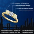 thumbnail image 2 of Gem Stone King 18K Yellow Gold Plated Silver White Moissanite and White Ethiopian Opal Engagement Ring for Women | 1.10 Cttw | Round 5MM | Gemstone Birthstone | Size 5, 2 of 7