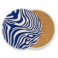 thumbnail image 2 of Thick Ceramic & Wood Coasters Set of （1/2/4 ）- 3.9 Inch Round Bar Coasters with Eco-Friendly Print, Waterproof Stain-Resistant Drink Pads，Swirly Lines, 2 of 6