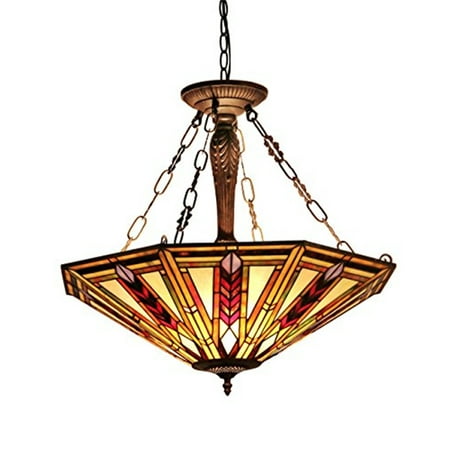 

Jayden Tiffany-Style 3 Light Mission Inverted Ceiling Pendant Fixture 25 Shade
