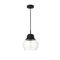 Kenna 1 Light Black Pendant With Clear Glass