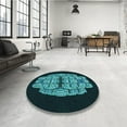 thumbnail image 4 of Ahgly Company Machine Washable Indoor Round Transitional Deep Teal Green Area Rugs, 6' Round, 4 of 7