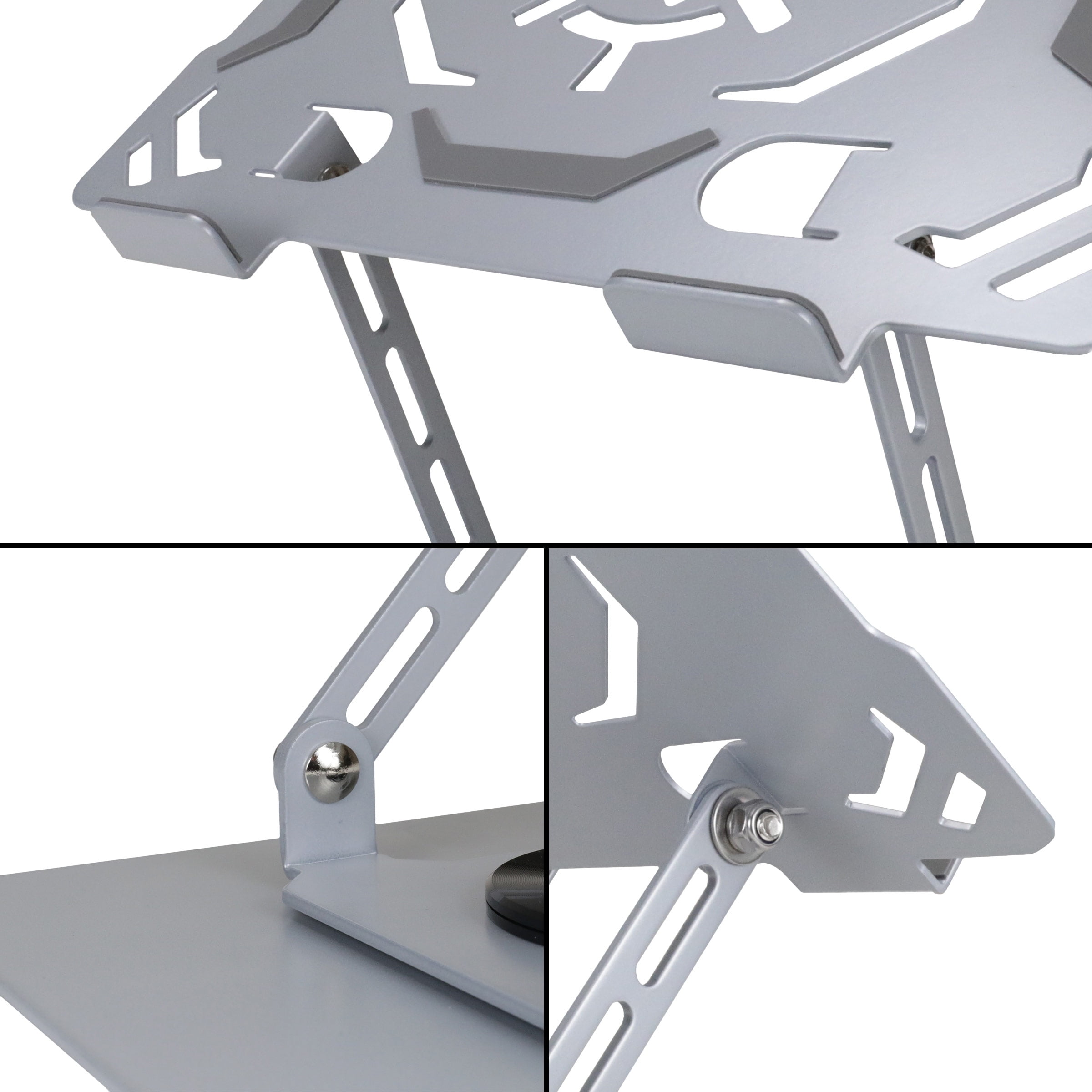 ENHANCE R1 Rotating Laptop Stand with 3 Cable Holders - Adjustable Laptop Riser for Desk - Silver