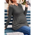 thumbnail image 5 of Weardear 3 Pack Womens Maternity Tops Pleated Long Sleeve Pregnancy Shirts Regular Fit Tunic Casual Maternity Clothes, 5 of 6