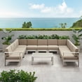 thumbnail image 3 of Melissa Outdoor Aluminum U-Shaped Sofa Sectional and Table Set, Silver and Khaki, 3 of 17