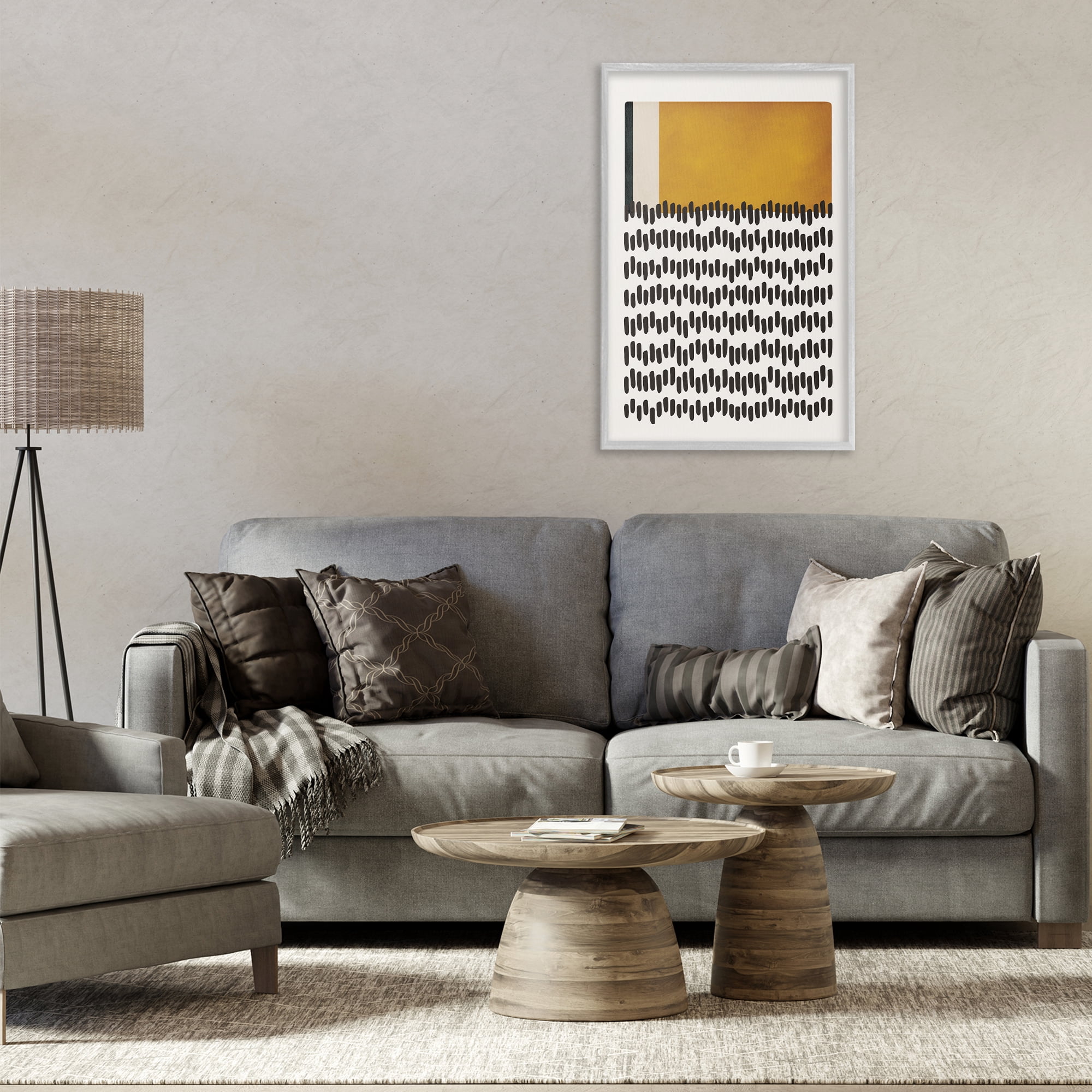 Stupell Industries Geometric Crosby Street Abstract Painting Gray Framed Art Print Wall Art, 20 x 30