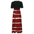 thumbnail image 5 of Summer Dresses For Women 2025 Floral Print Wrap Short Sleeve Maxi Dress Patchwork Ruffle Hem A Line Dress, 5 of 5